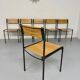6 anciennes chaises en métal et bois design italien des années 80 vintage