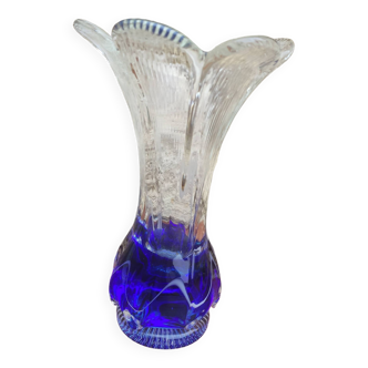 Large blue glass vase