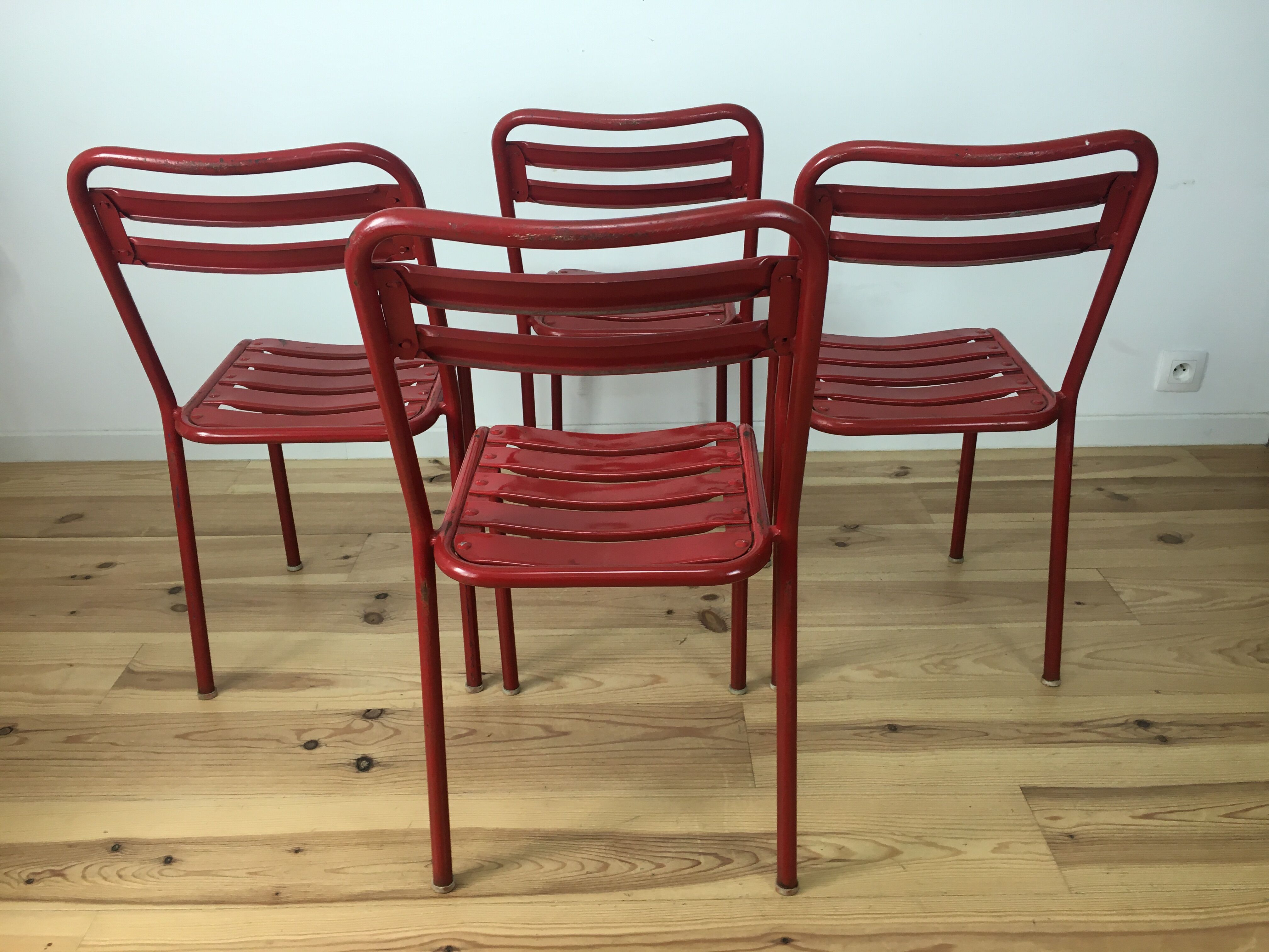 Set of 4 chairs bistro Tolix T2 industrial steel