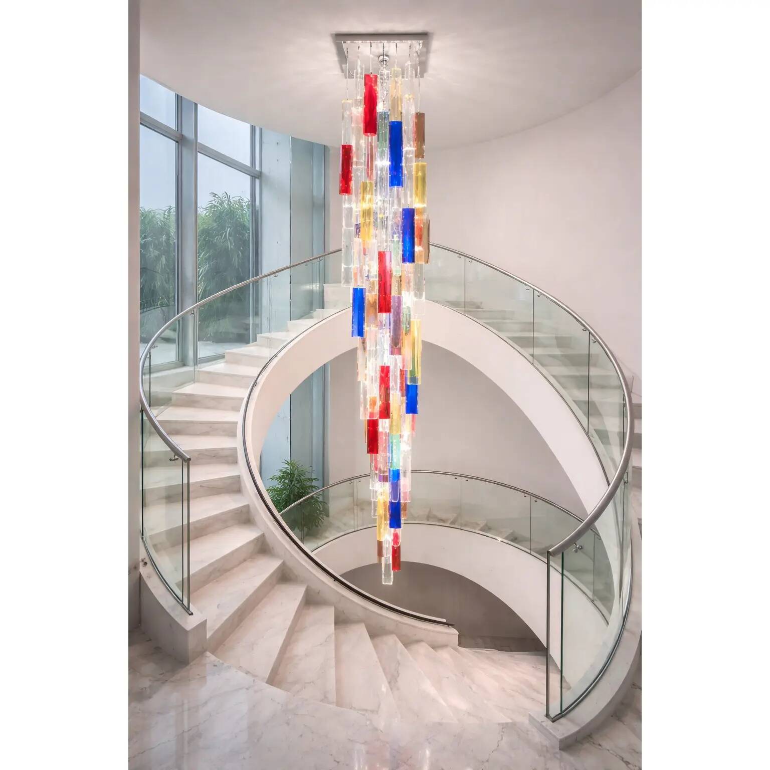 Monumental Contemporary Multicolour “Square Bark” Murano Glass Italian Casca