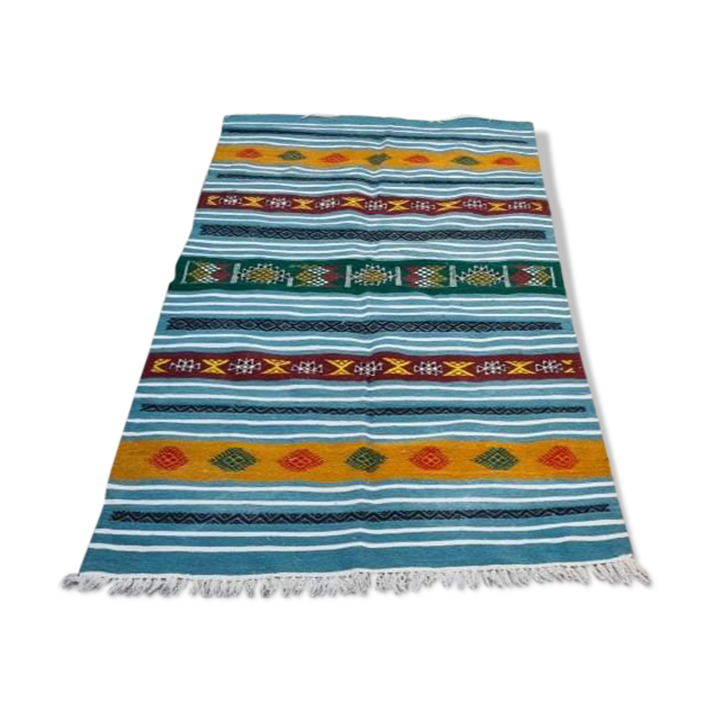 Traditional blue carpet with Berber motifs 200x115cm