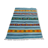 Tapis bleu traditionnel à motifs berbères 200x115cm