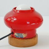 Vintage 1960 red ceramic table lamp Porcelain