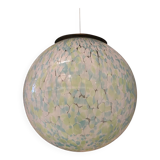 Contemporary Light Green Light Blue and White Swirling Sphere Pendant in Mu