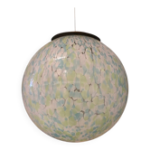 Contemporary Light Green Light Blue and White Swirling Sphere Pendant in Mu