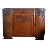 Art Deco buffet in marble and carved wood