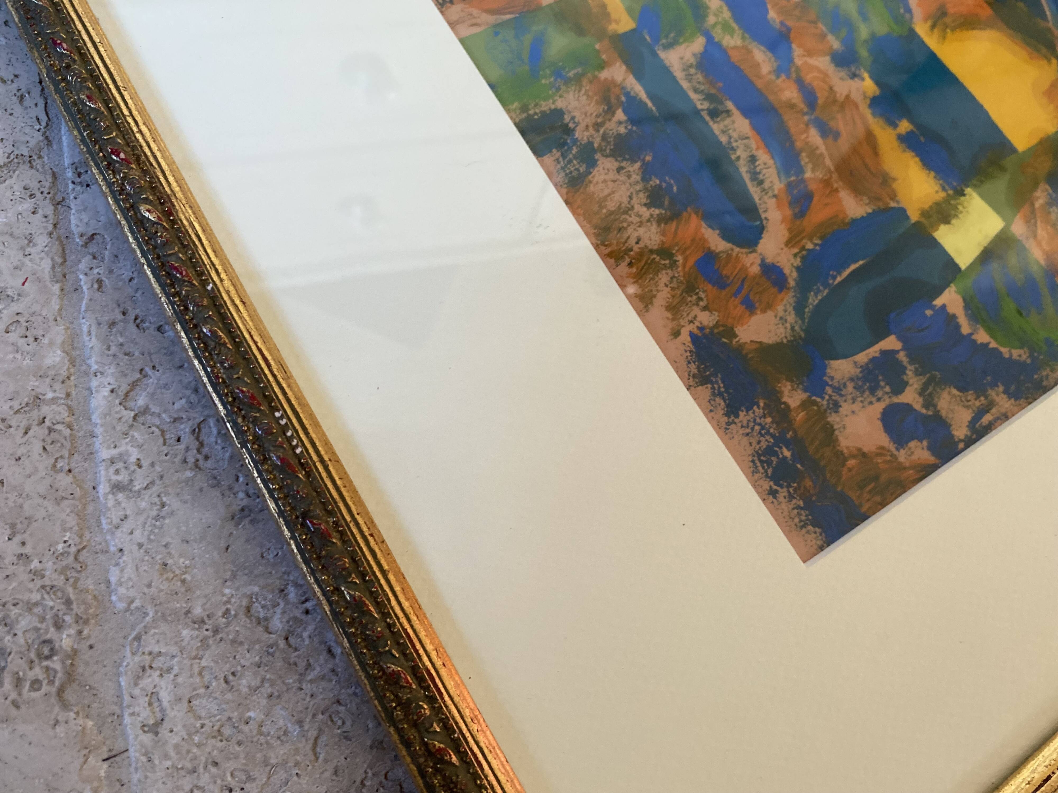 Oil on paper, wooden frame, glass