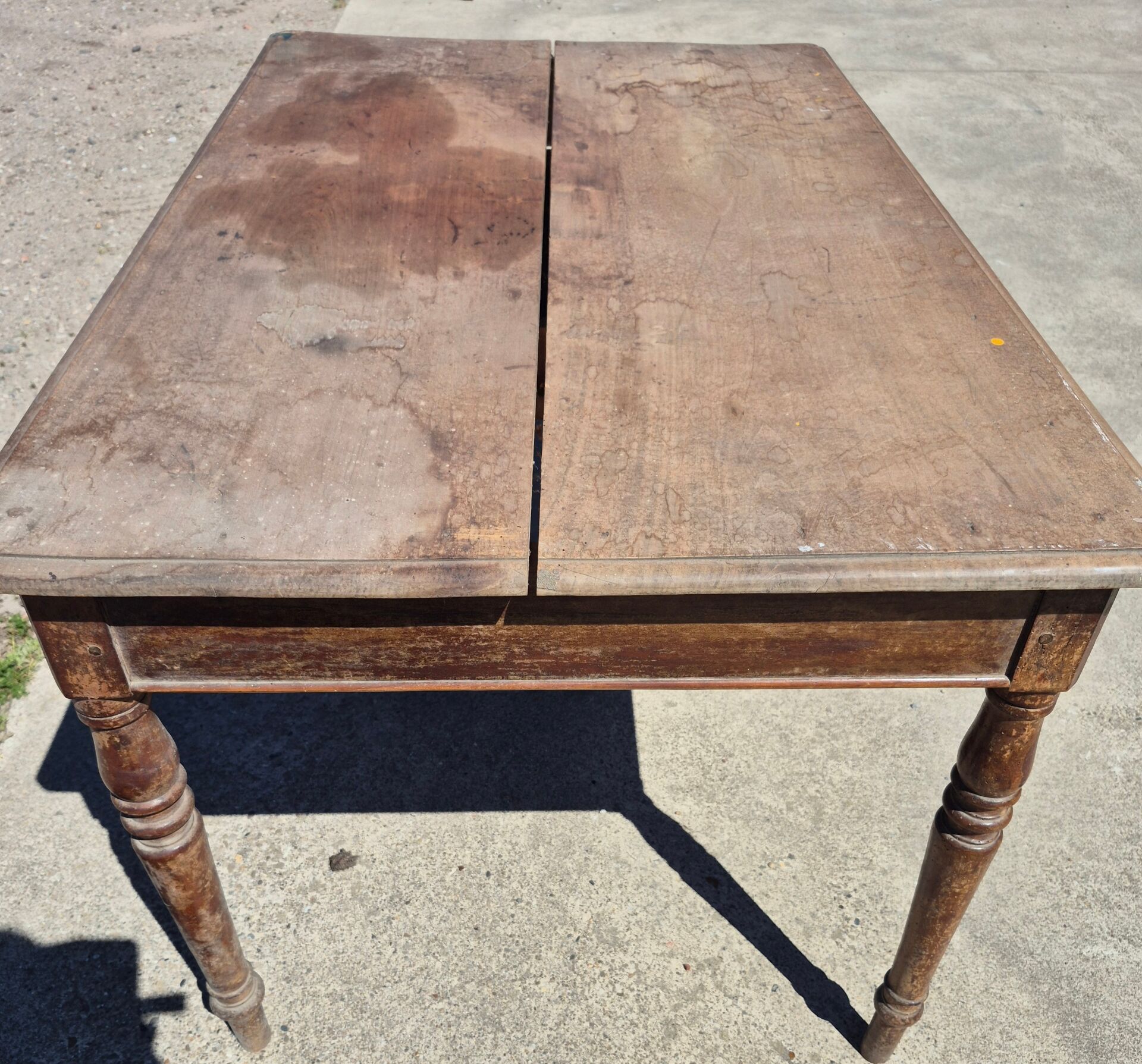 Antique French kitchen table 127 x 83 cm with drawer rustic