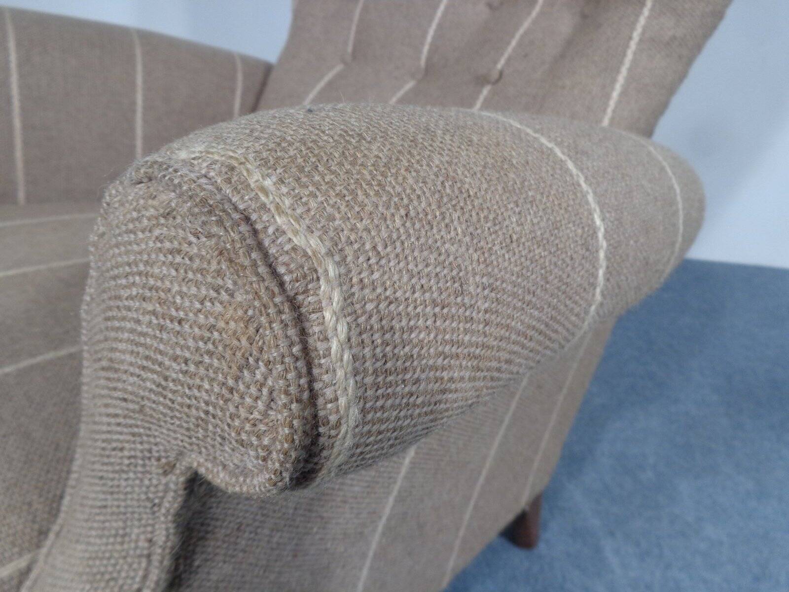 Mid-Century Wool Wing Chair, Denmark, 1950s