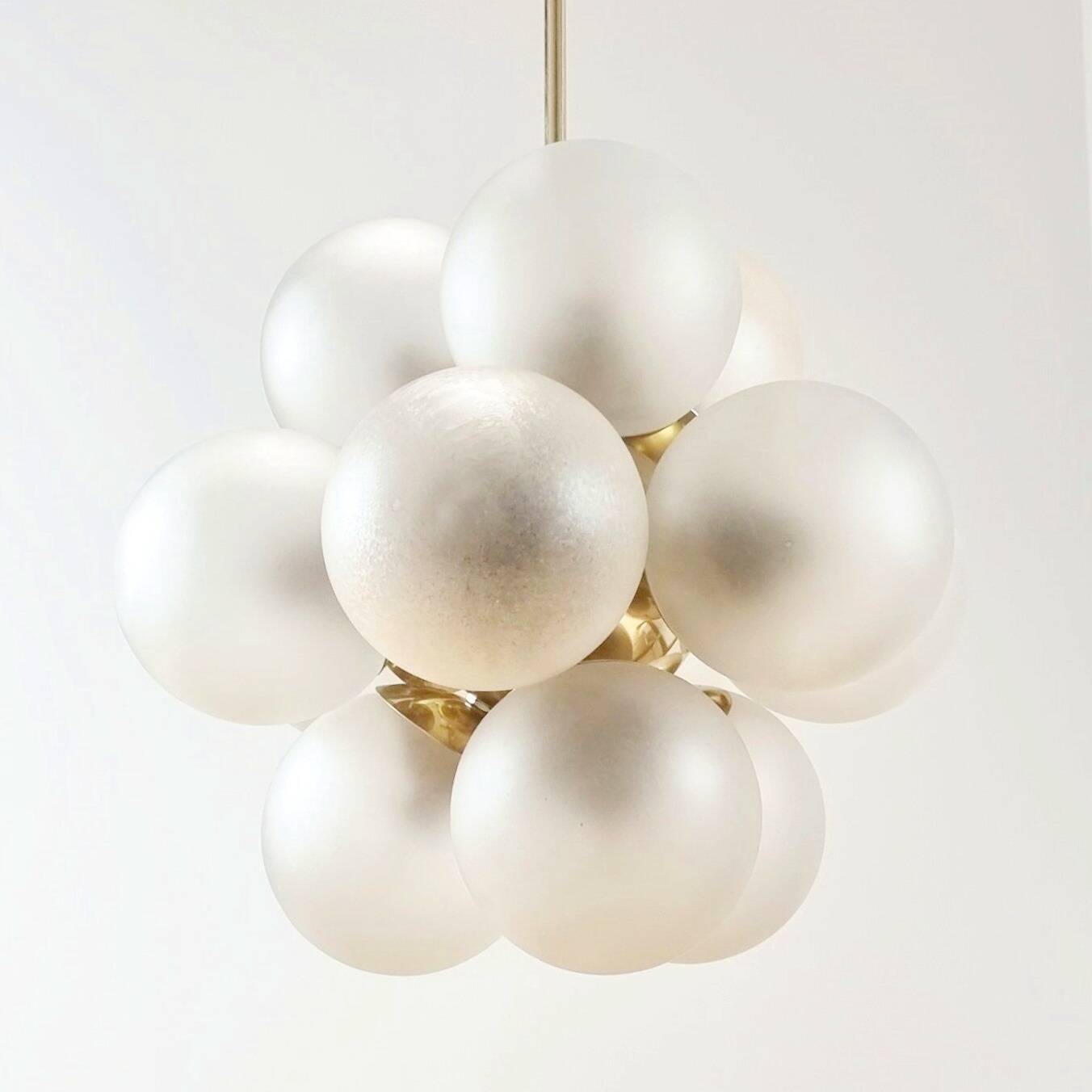 Space Age Sputnik Brass & Glass Globes Ceiling Light/Chandelier from Kaiser Leuchten, Germany, 1960s
