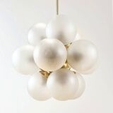 Space Age Sputnik Brass & Glass Globes Ceiling Light/Chandelier from Kaiser Leuchten, Germany, 1960s