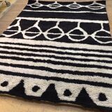 Berber carpet Oudéa pure black and white wool - 290 cm x 210 cm
