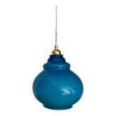 Vintage globe pendant light in blue opaline