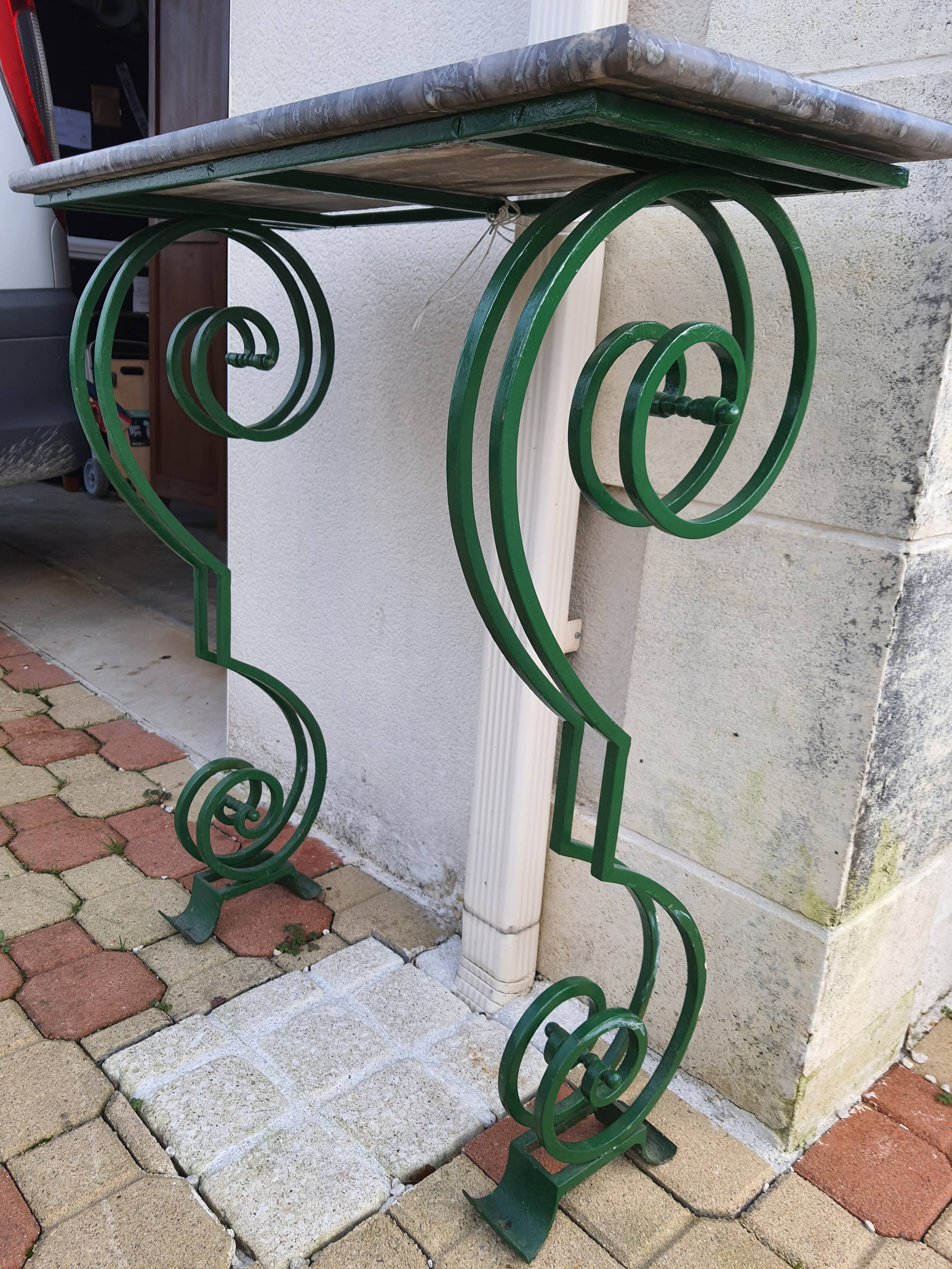 Marble ironwork console