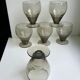 Ensemble de 6 petits verres à vin design art déco en verre fumé années 30-40