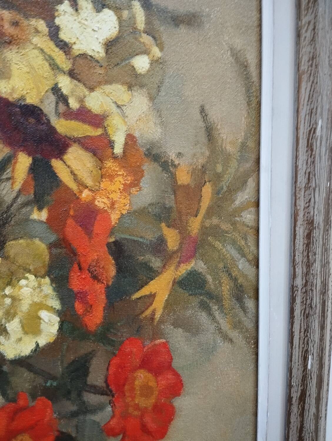 Painting "yellow bouquet of September" signed Charigny