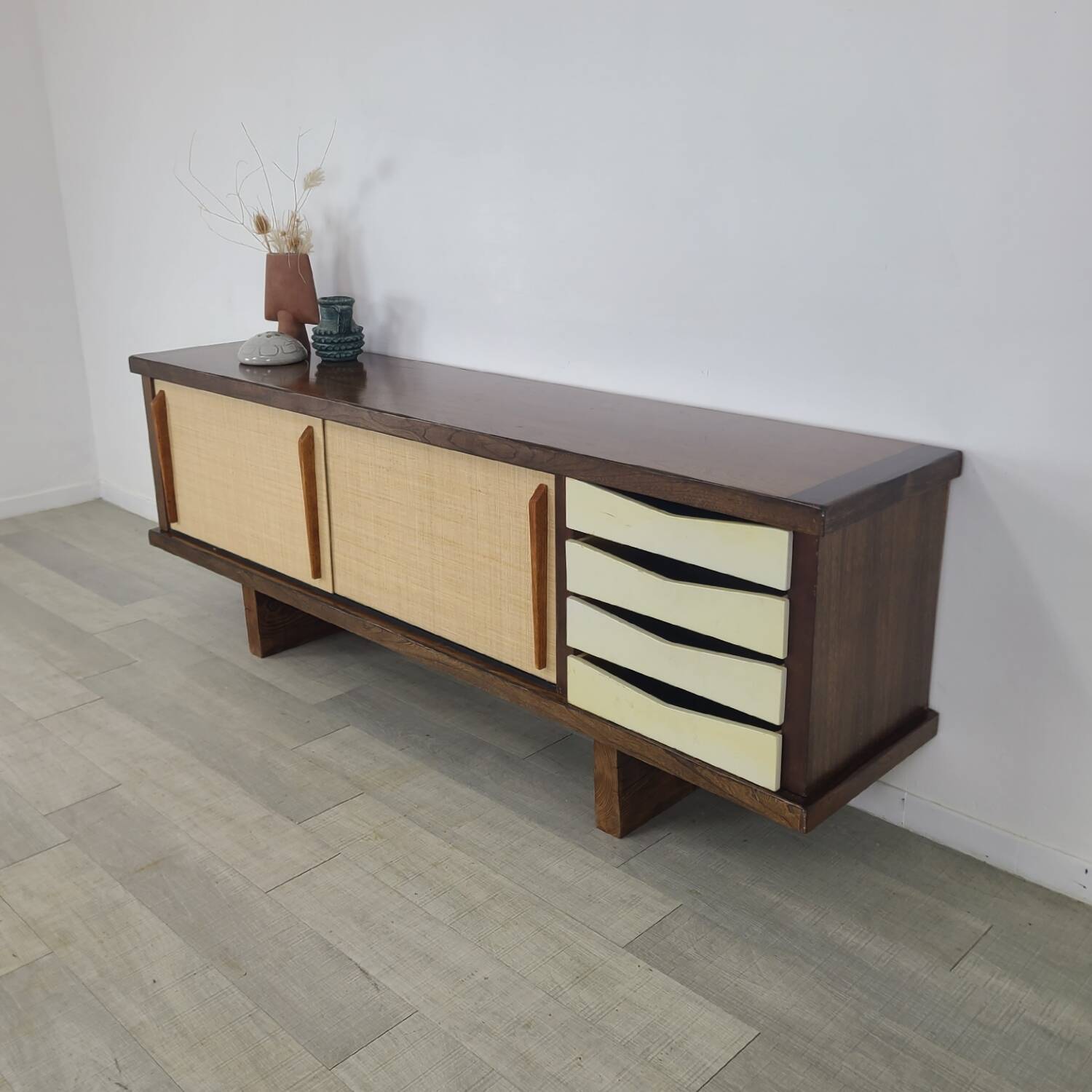 Vintage brutalist sideboard design 1970s
