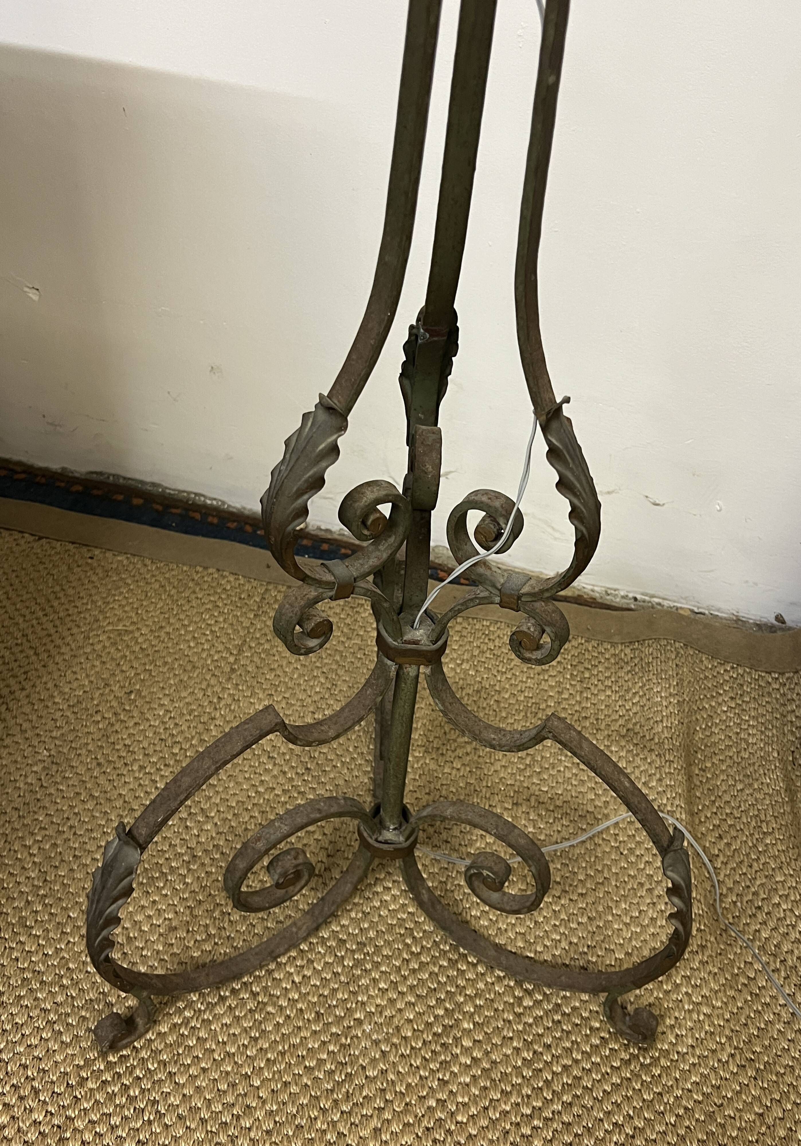 Art Deco wrought iron floor lamp base from the 1940s