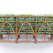 Vintage set of bamboo lounge armchairs and sofa with coffee table Paul Frankl, 1960s
