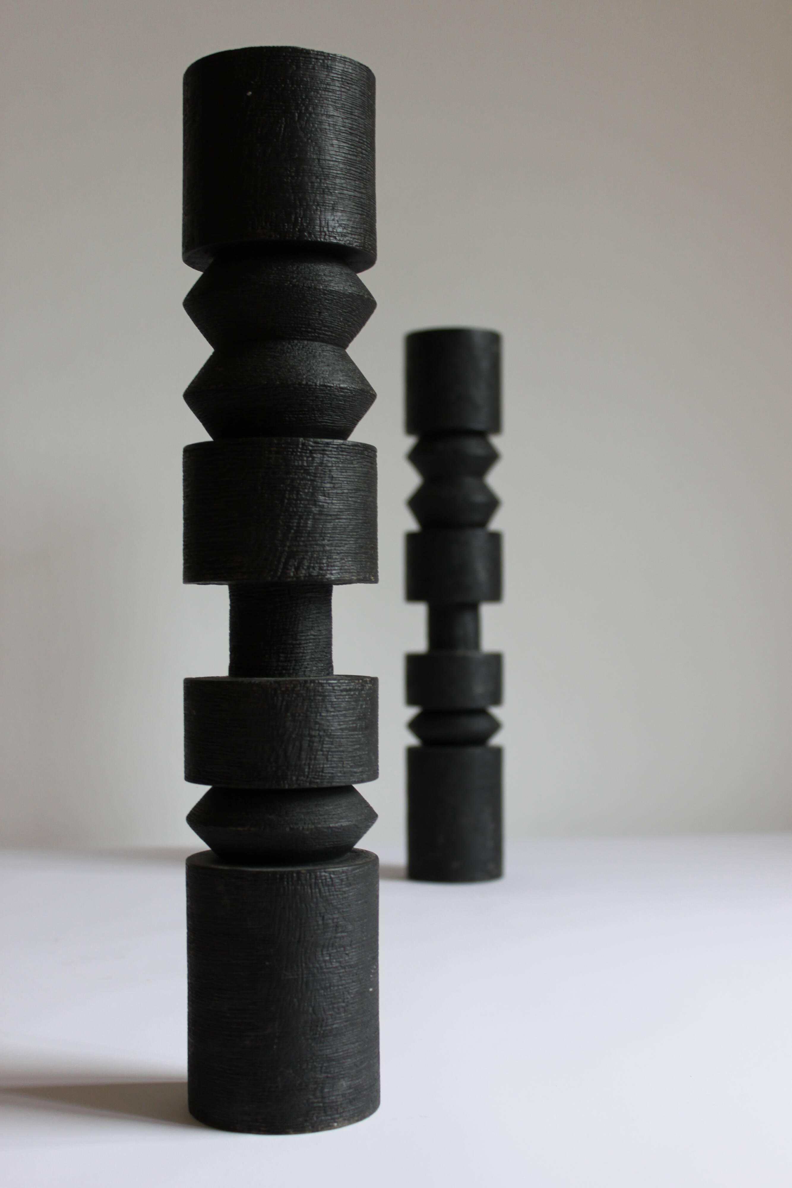 Set of two totem candlesticks, 1980s