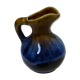 Small vintage ceramic pitcher Blue and brown black reflections