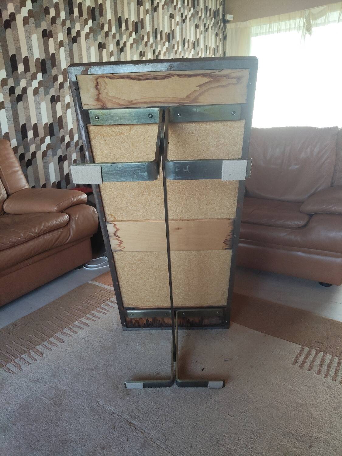 Table basse vintage en céramique – motif drakkar – design années 70