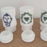 4 opaline apothecary vials