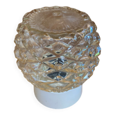 Plafonnier ancien corodex verre moulé + support bakélite blanc vintage