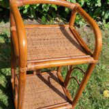 Bamboo and rattan bedside table pair