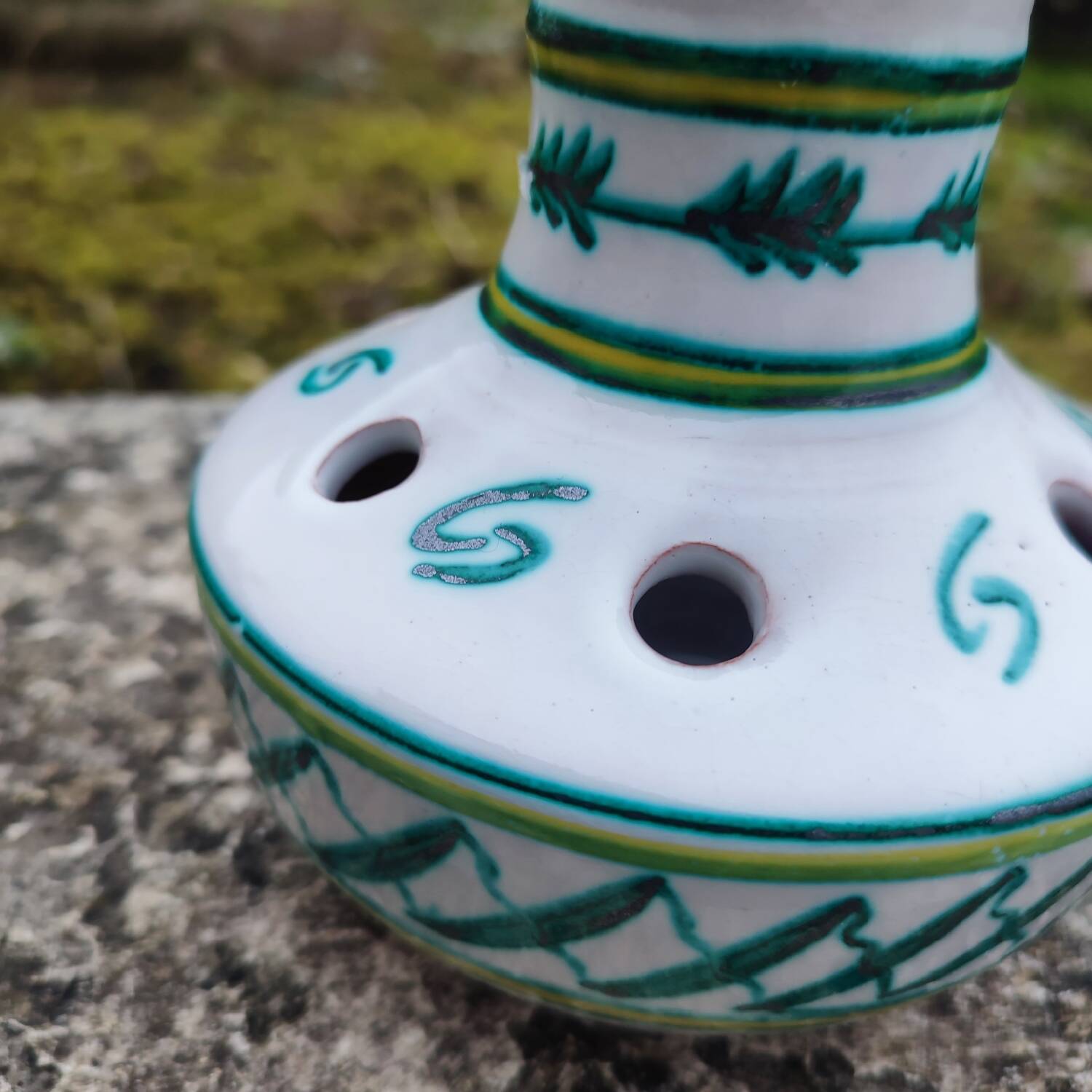 Bouquetière, flower vase in Spanish enamelled ceramic