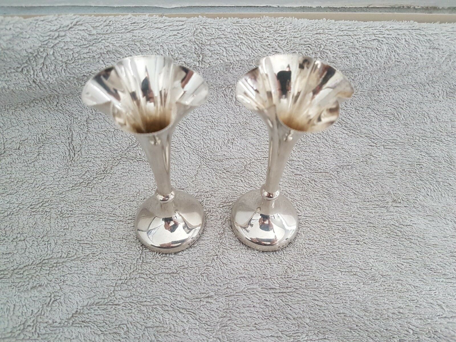 Pair of tulip vases flared collar late 19th century silver goldsmith punches