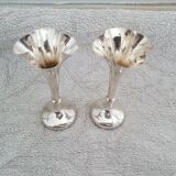 Pair of tulip vases flared collar late 19th century silver goldsmith punches