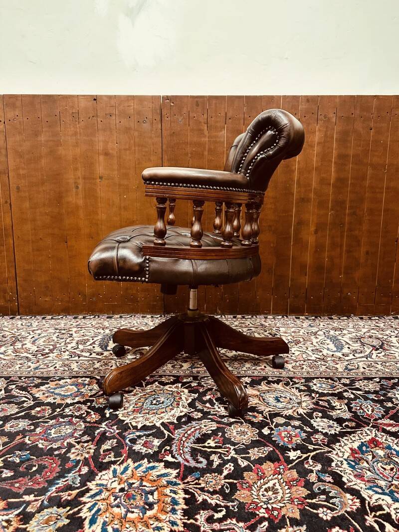English Brown Chesterfield Captain Chair