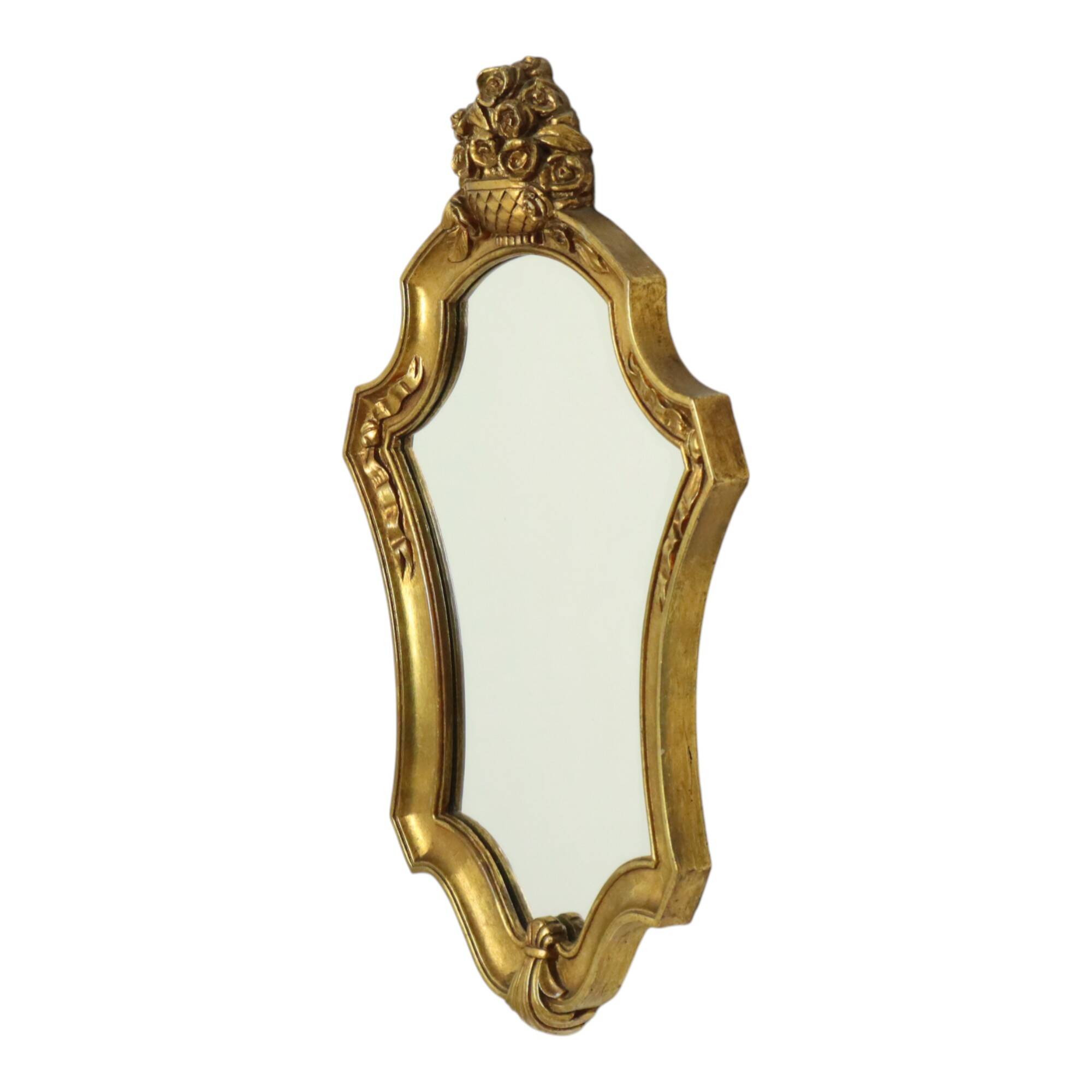 Classic Gold Crested Mirror Baroque Style Sixties 61cm