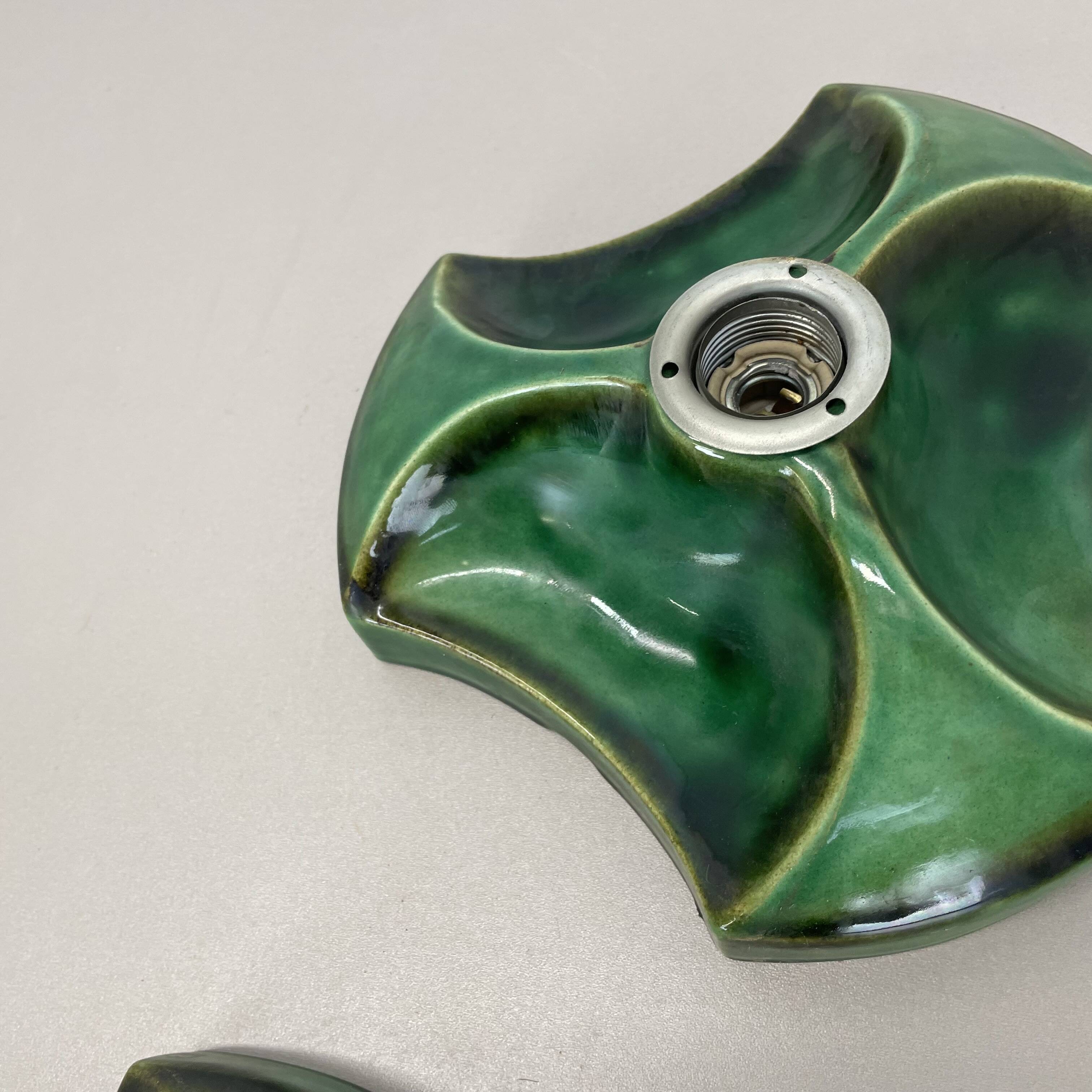 Set of Two Modernist Ceramic Fat Lava Wall Lights by Pan Ceramics, Germany