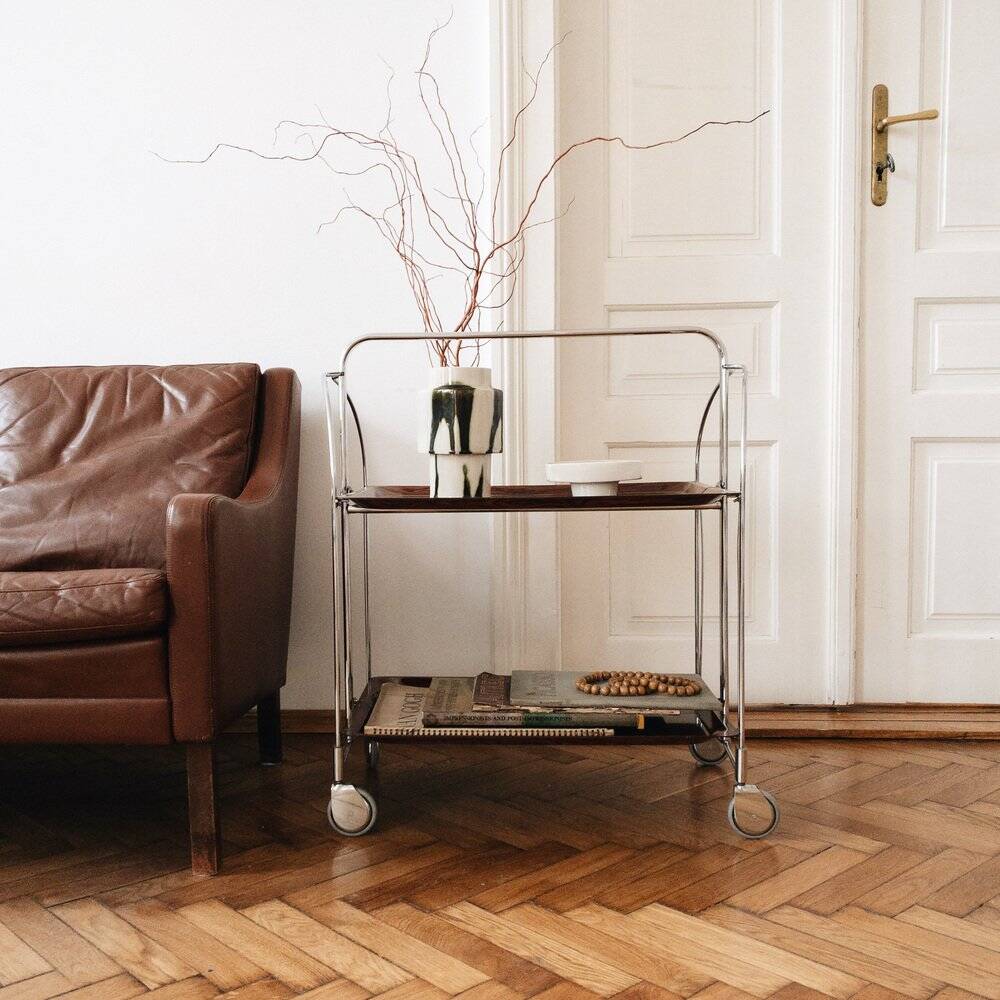 Mid-century modern German bar cart or trolley, 1970s