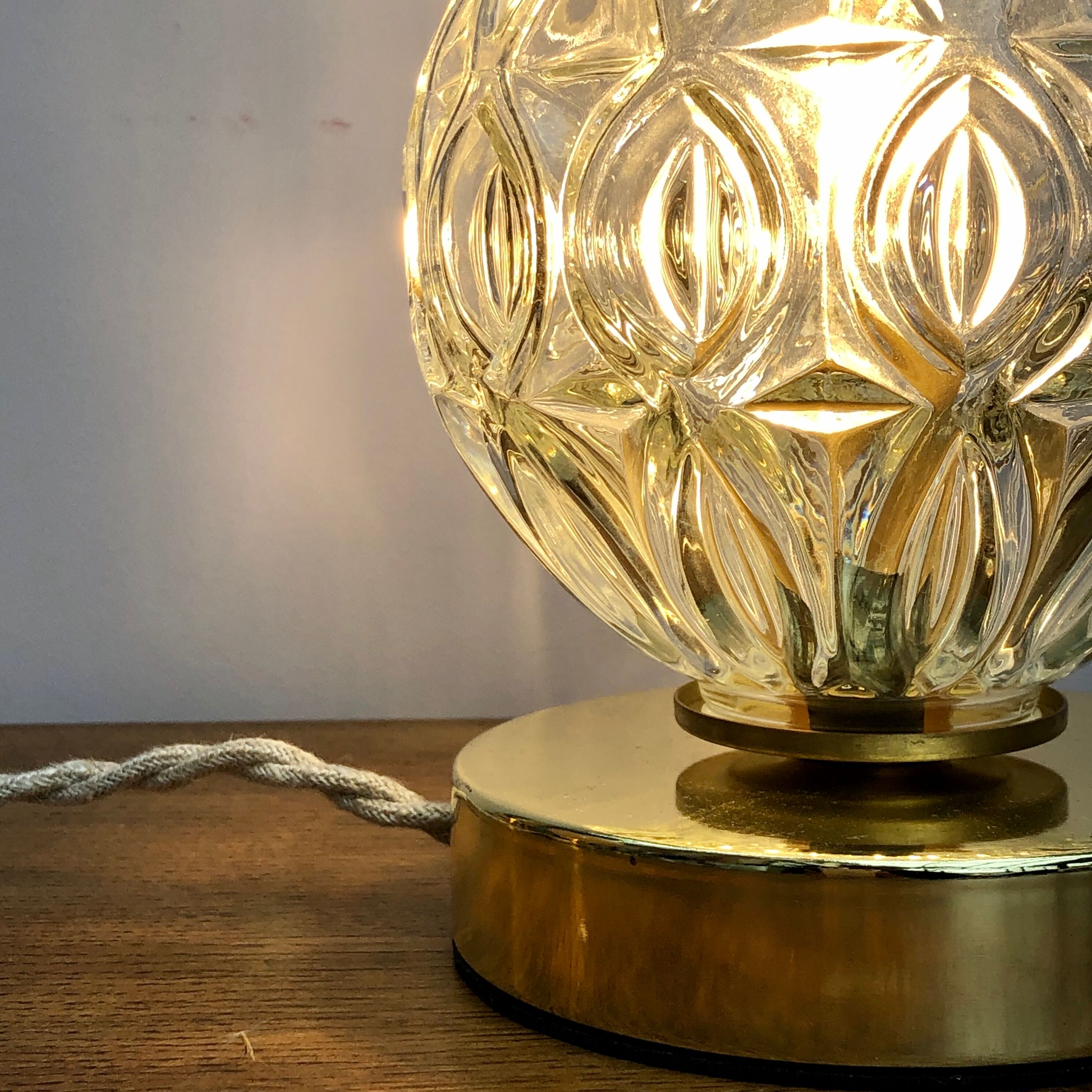 Vintage moulded glass globe-laying lamp