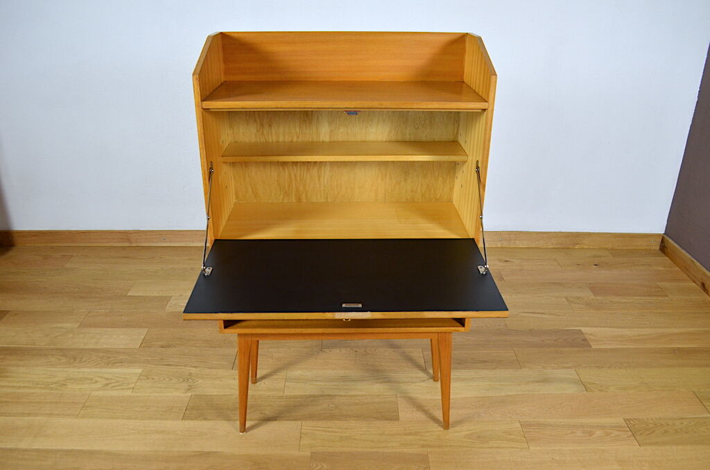 Blond & feet compass 1960 mahogany Vintage Secretary