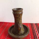 Antique pyrite sandstone candlestick