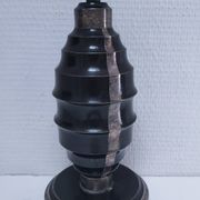 Art Deco metal lamp base with black and silver patina