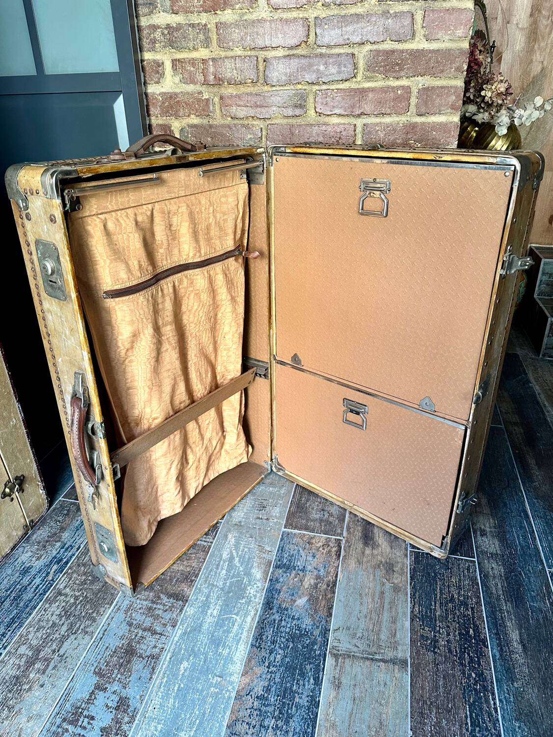 Antique cabin trunk in vellum
