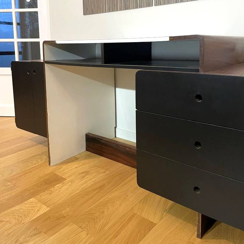 Space Age vintage 1970s desk in wood and black – PM