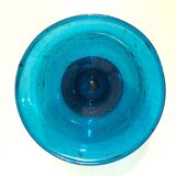 Coupelle à pied verre soufflé bleu