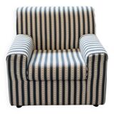 Armchair, striped fabric with flowers, 80s/90s
