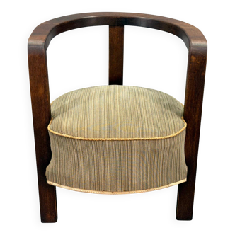 1930s Czech Art Deco Solid Oak Armchair