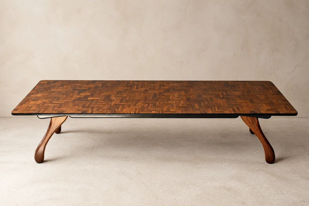 Don S. Shoemaker cocobolo parquet coffee table for Señal S.A., Mexico 1960s
