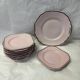 Pink porcelain dessert service with silver edging