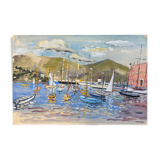 Tableau "port de santa margherita" ligurie 1962 italie henri nourry (1902-1978)