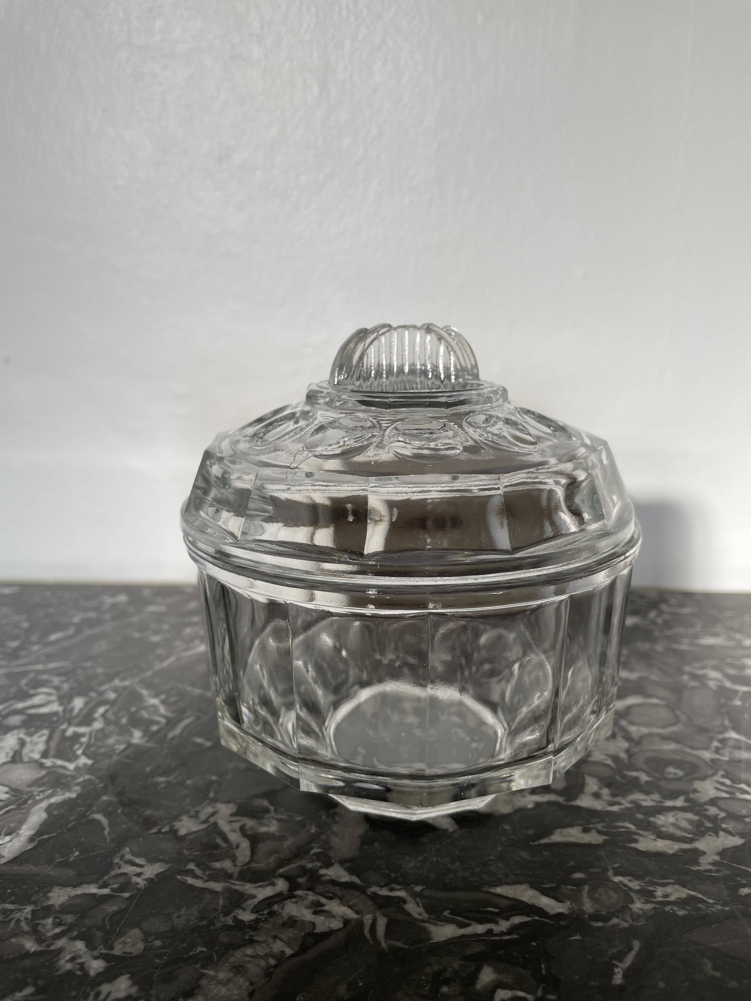 Art Deco molded glass sugar bowl