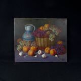 'Cestas de Frutas' (Basket of fruit) Oil on canvas signed Ignacio Besga